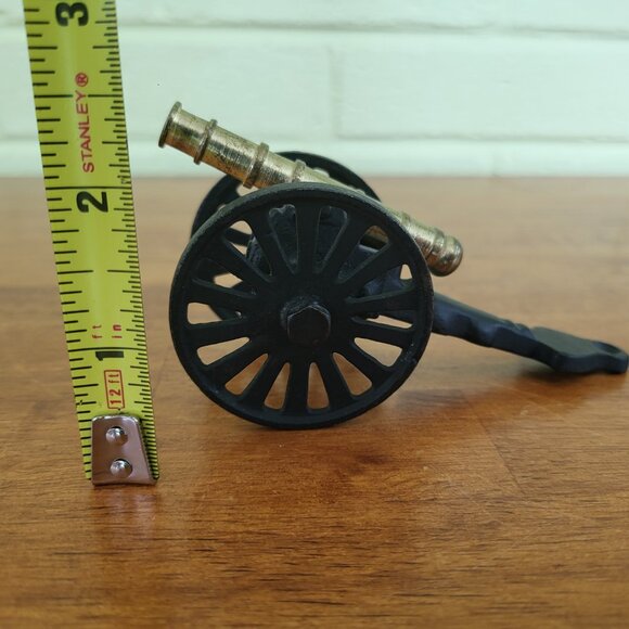 Vintage Brass Cast Iron Mini Cannon Artillery Civil War Toy Figurine Metal T3 - Picture 7 of 7